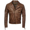 Men's Distressed Brown Genuine Leather Cafe Racer Biker Jacket