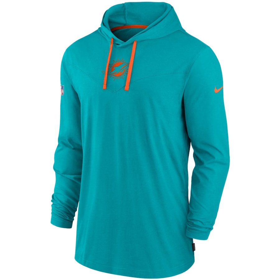 Miami Dolphins Sideline Hoodie - Recreated Inspired Edition Performance Long Sleeve T-Shirt