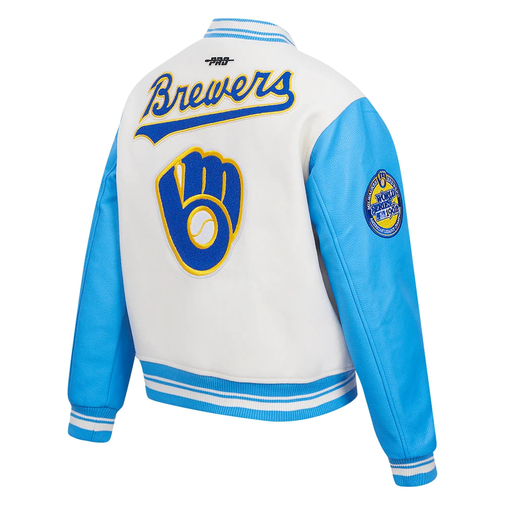 Milwaukee Brewers Women’s Retro Classic Wool/Leather Varsity Jacket
