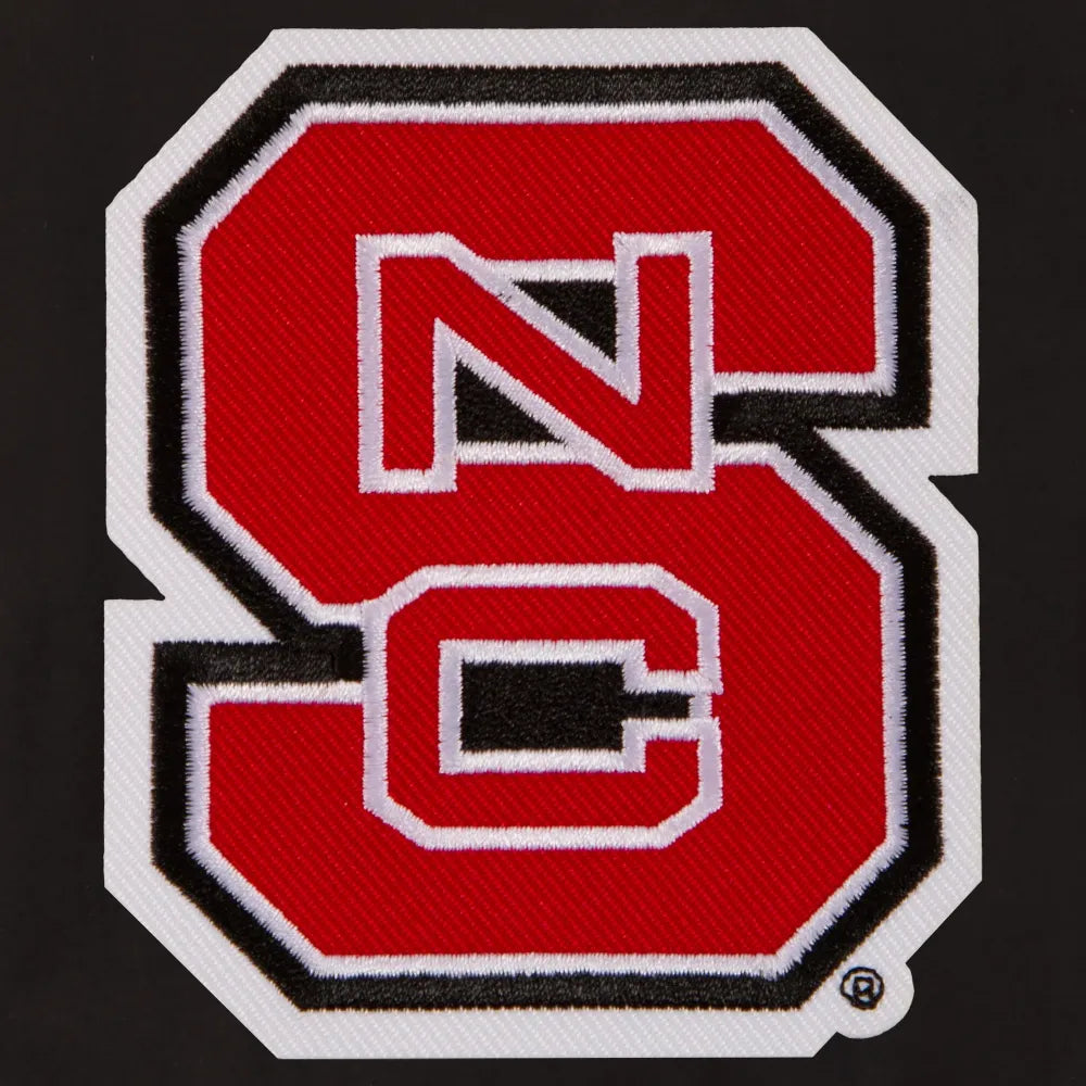 NC State Wolfpack One Color Black Wool & Leather Varsity Jacket
