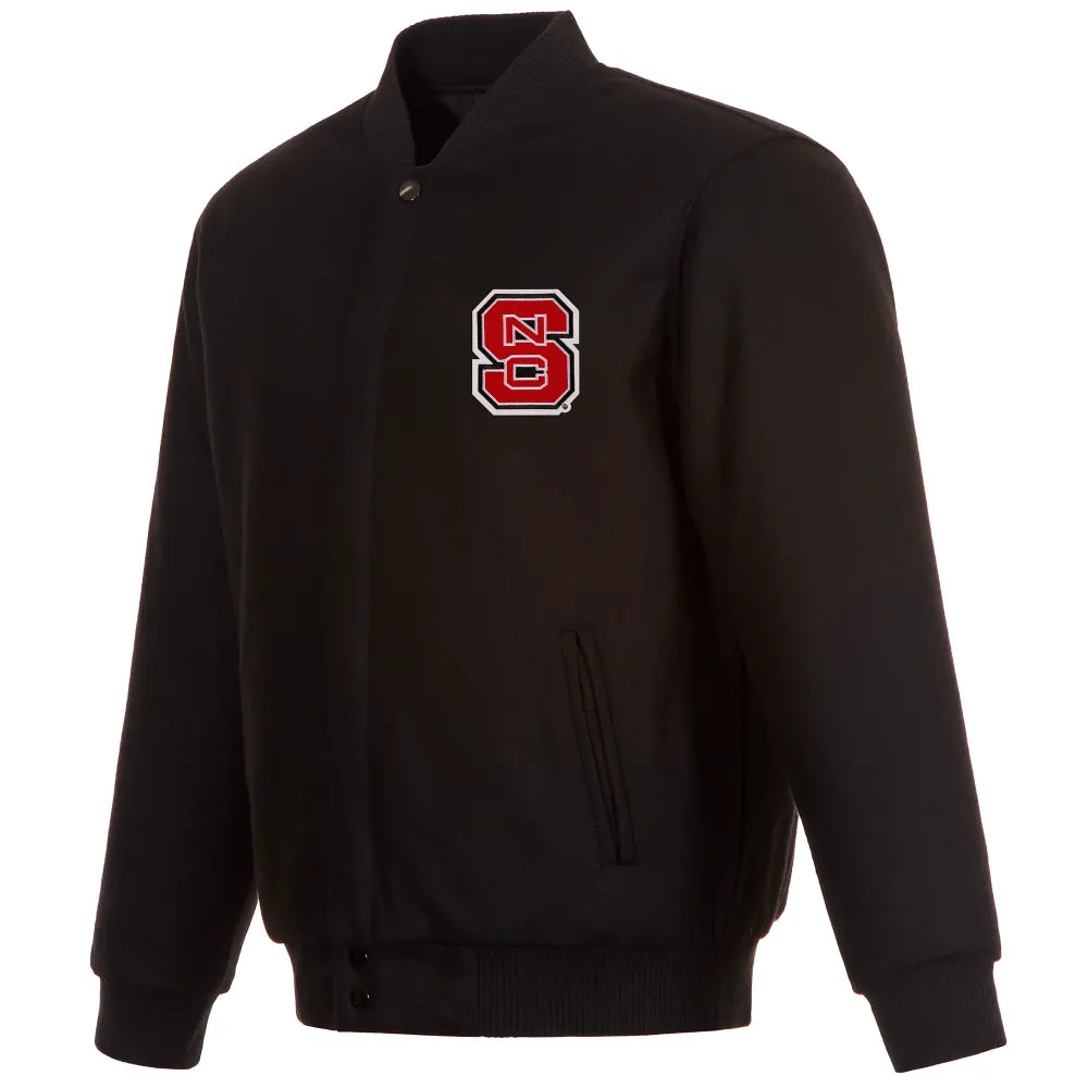 NC State Wolfpack One Color Full Wool Black Varsity Jacket