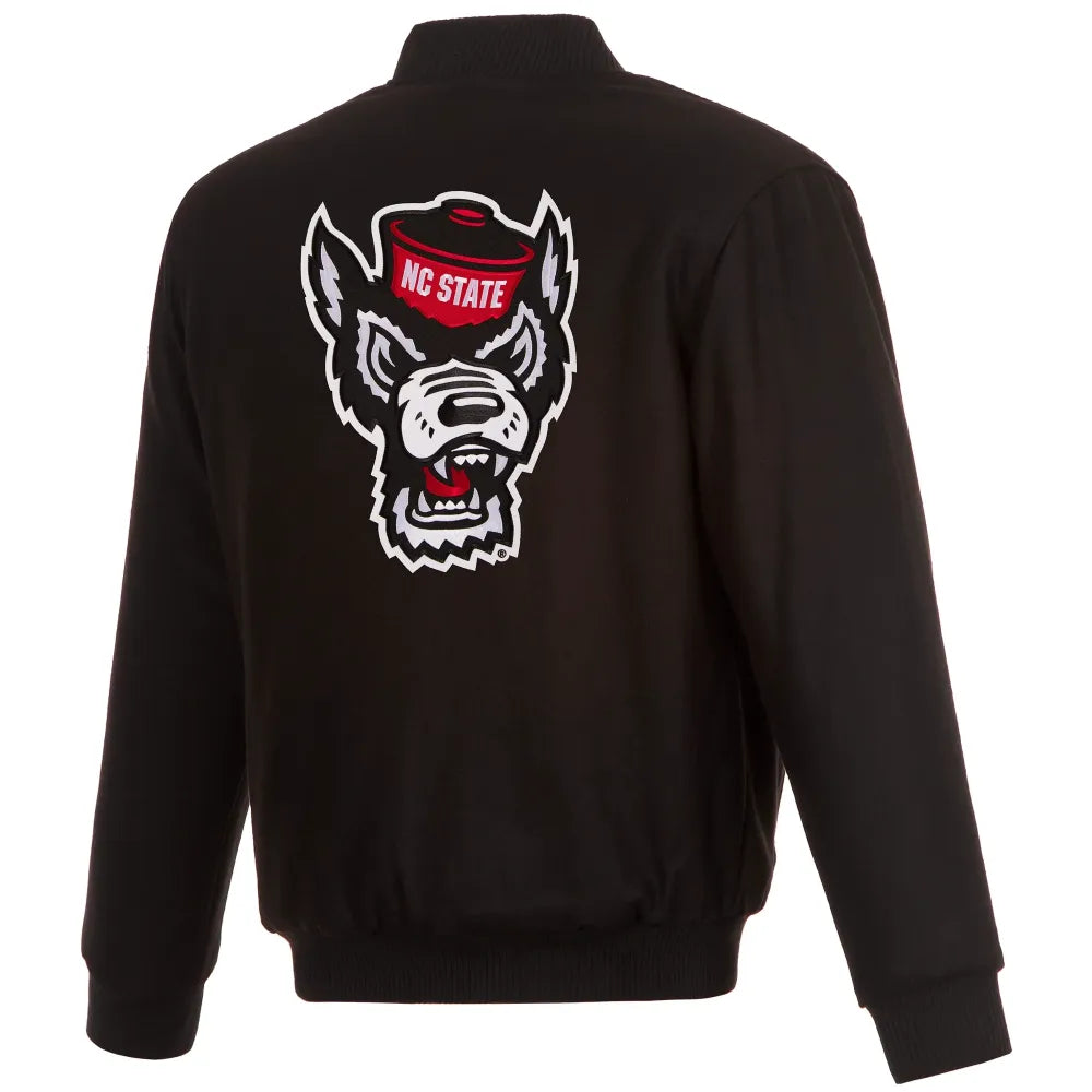 NC State Wolfpack One Color Full Wool Black Varsity Jacket