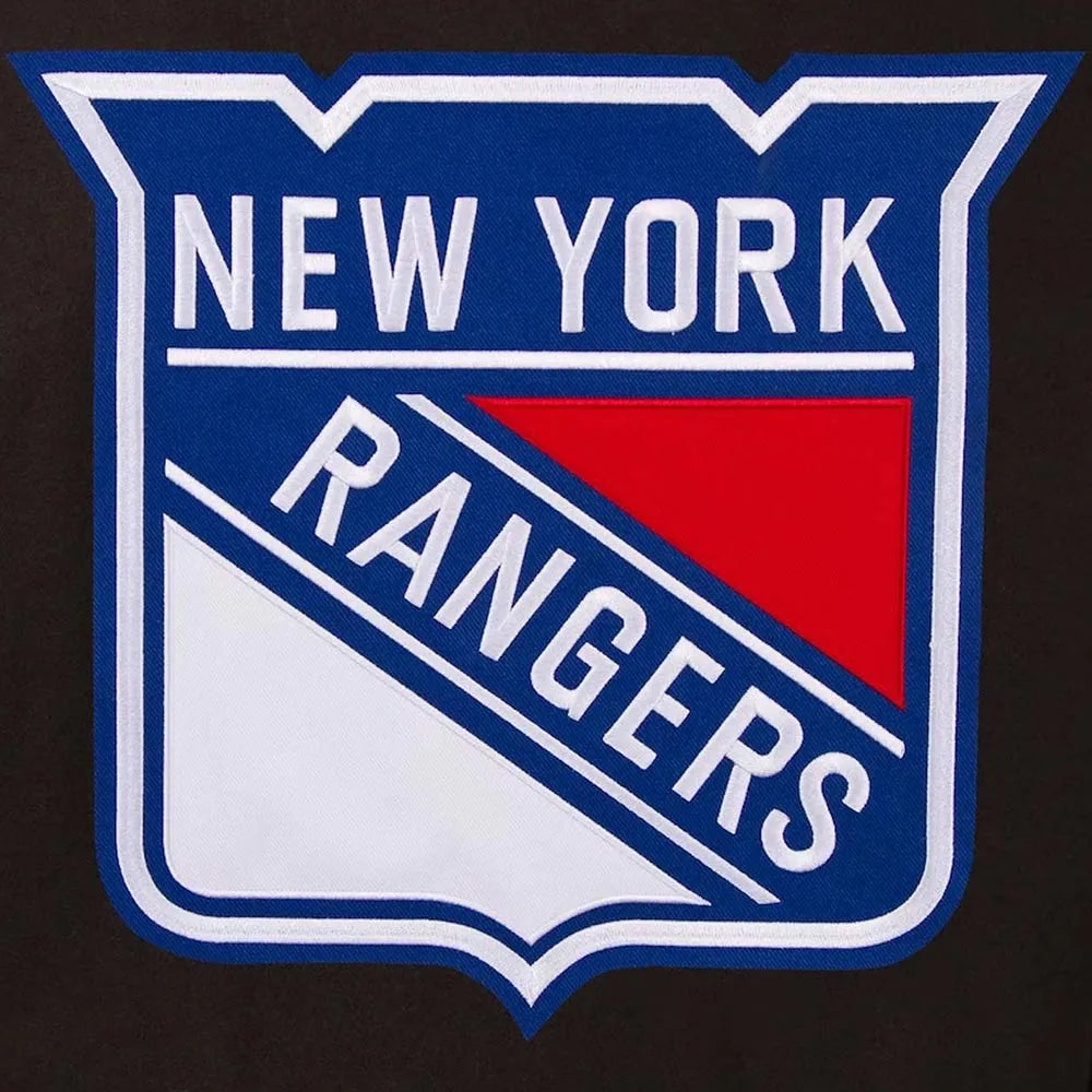 New York Rangers One Color Brown Wool & Leather Varsity Jacket