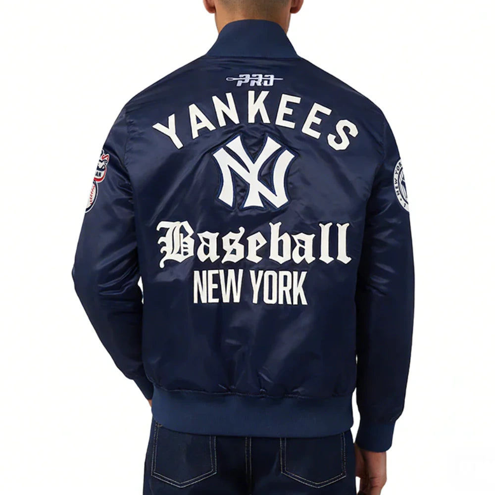New York Yankees Modern Originals Navy Satin Varsity Jacket