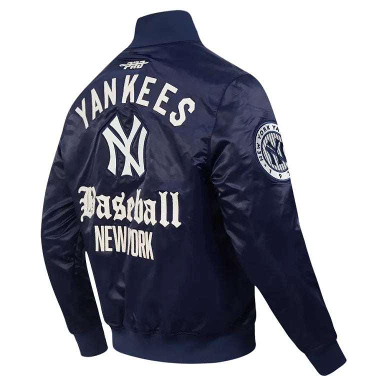 New York Yankees Modern Originals Navy Satin Varsity Jacket