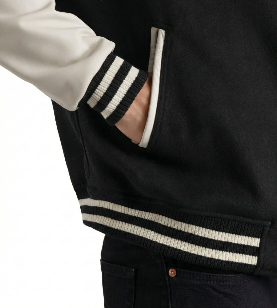 Womens Black and White Varsity Jacket