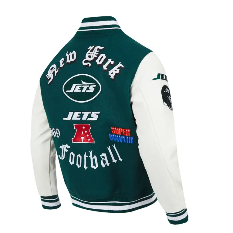 New York Jets Old English Wool/Leather Varsity Jacket