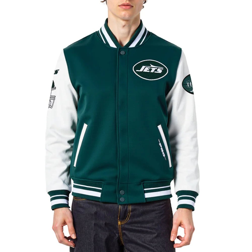 New York Jets Old English Wool/Leather Varsity Jacket