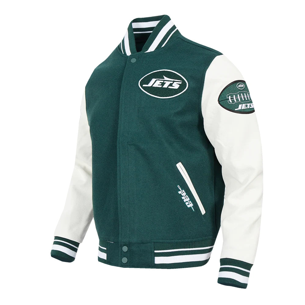 New York Jets Old English Wool/Leather Varsity Jacket
