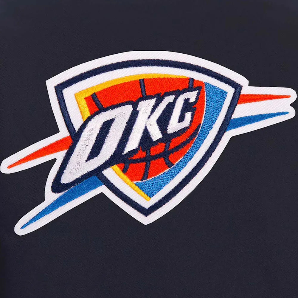 Oklahoma City Thunder One Color Polyester Black Satin Varsity Jacket