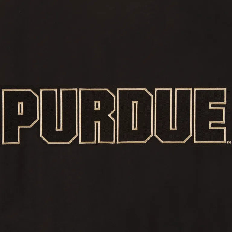 Purdue Boilermakers One Color Black Wool & Leather Varsity Jacket