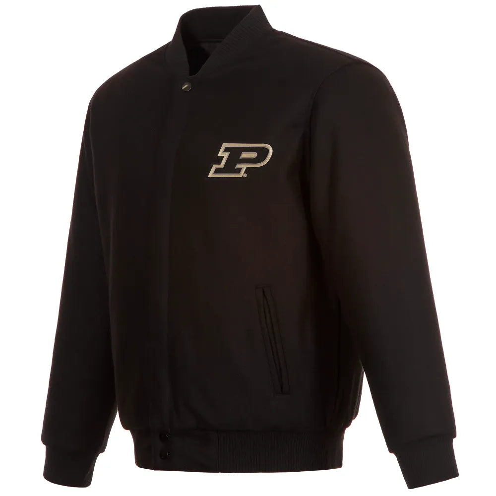 Purdue Boilermakers One Color Full Wool Black Varsity Jacket