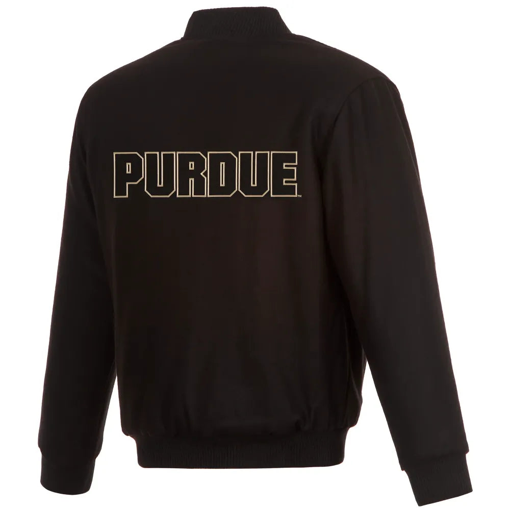 Purdue Boilermakers One Color Full Wool Black Varsity Jacket