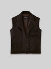 Rubbed Dark Brown Sean Connery Leather Vest