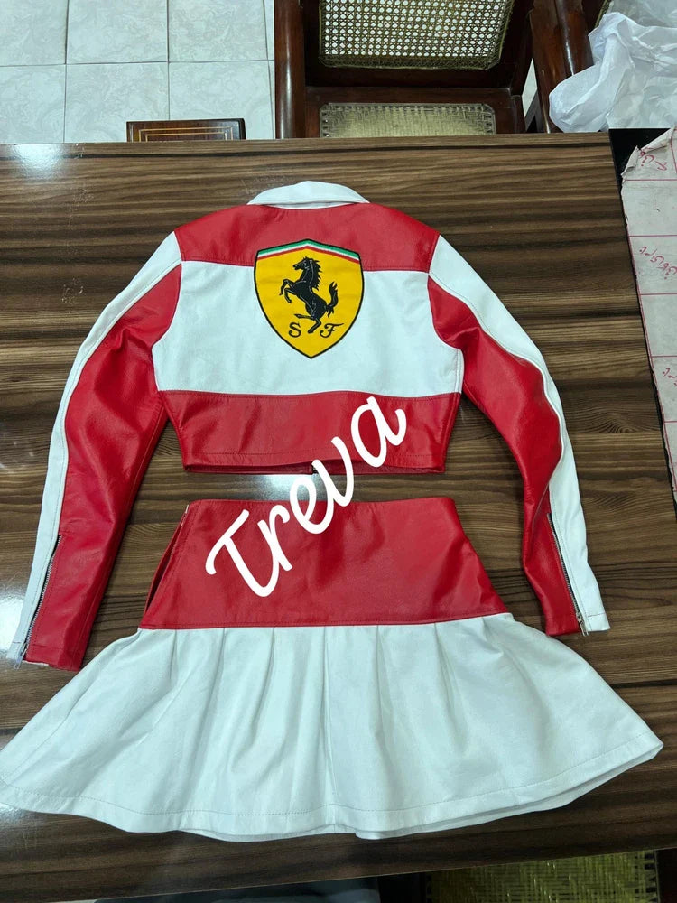 Handmade Women's Leather Skirt-Suit  - FASHION & MOTORSPORTS - PREMIUM QUALITY