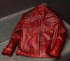 Men's Vintage Style Burgundy Red Leather Jacket | Men's Diamond Quilted Jacket