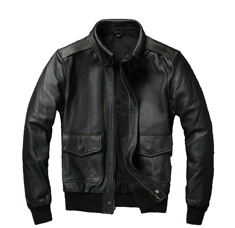 Mens Leather Casual Biker Jacket Coat Soft Motorcycle Genuine Biker Style Fit