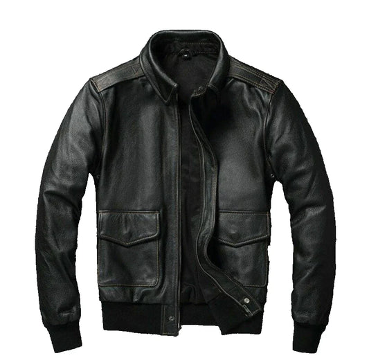 Mens Leather Casual Biker Jacket Coat Soft Motorcycle Genuine Biker Style Fit