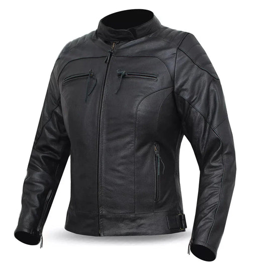 TREVA Ladies Leather Motorbike Protection Jacket - Women's Motorcycle Gear