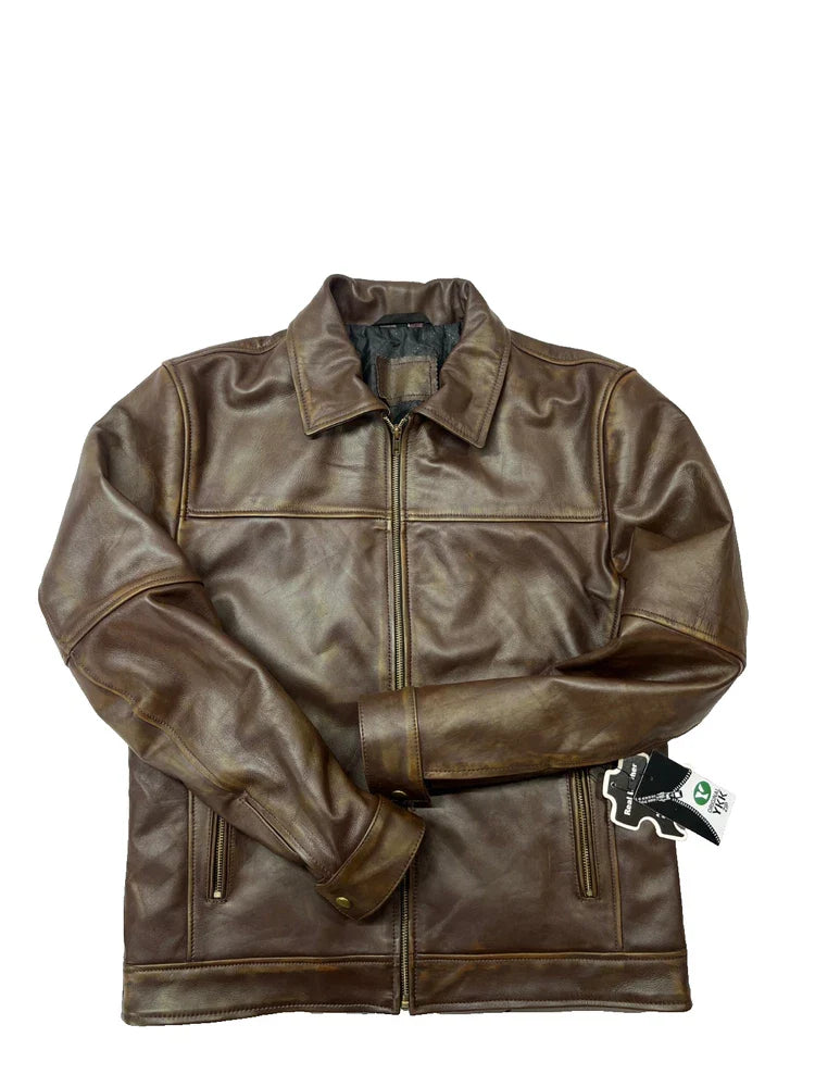 Men's Premium Brown Real Leather Jacket – Classic Style | Timeless Outerwear