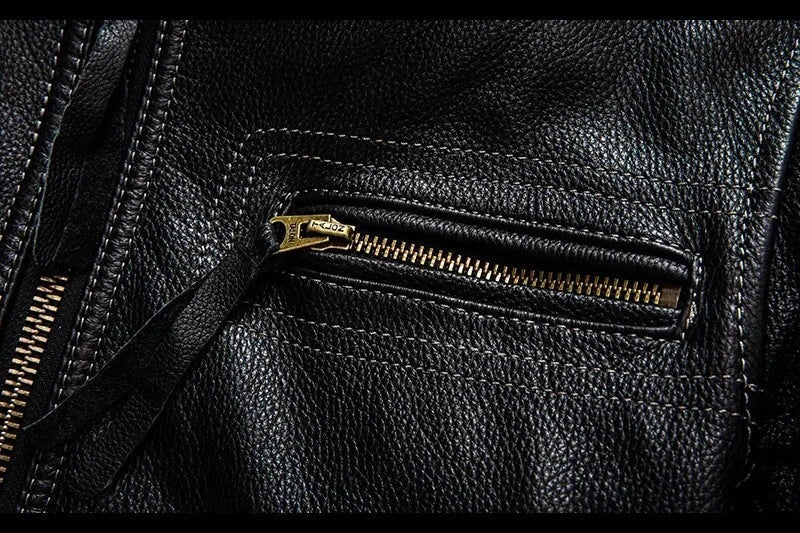 100% Genuine Men's Quilted Leather  Motorcycle Jacket - Bikers Leather Jacket