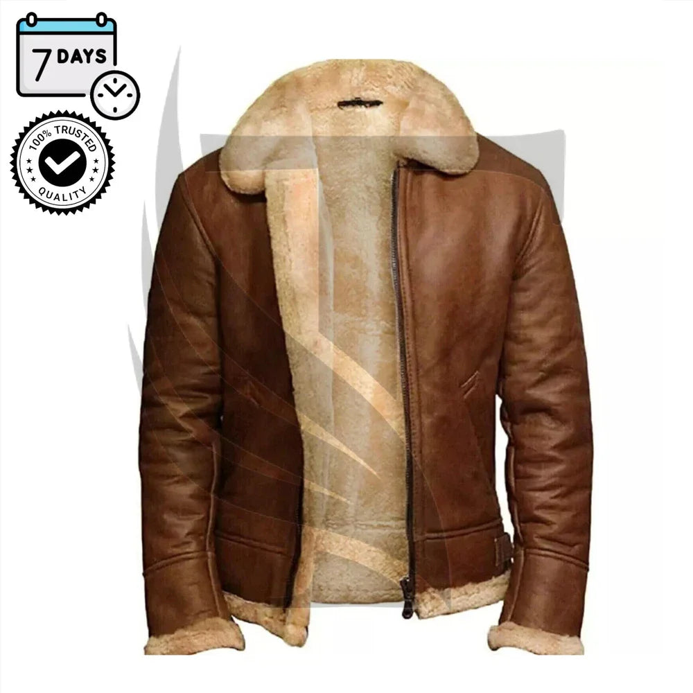 Men's Premium Brown Fur Leather Jacket - Limited  - Hot Selling - Perfect Gift