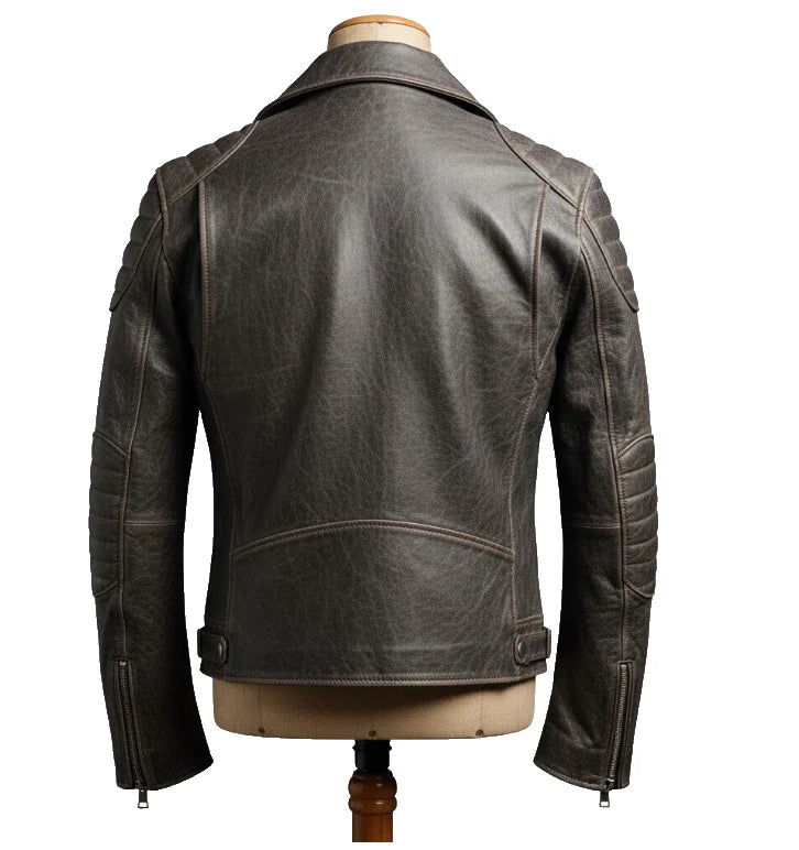 Trending Men's Distressed Brown Cowhide Leather Biker Jacket - Classic Style UK