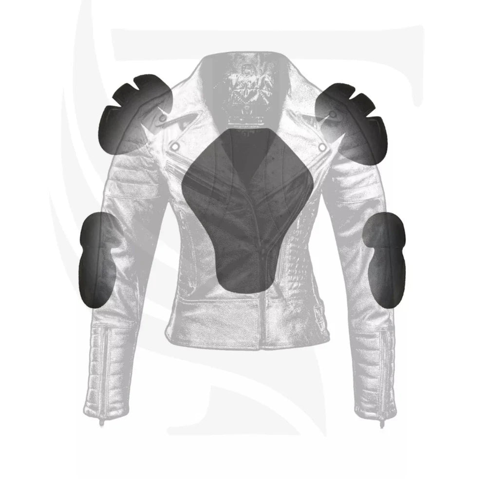 TREVA'S Women's Leather Motorcycle Jacket - Infinity Bikers Riding Jacket