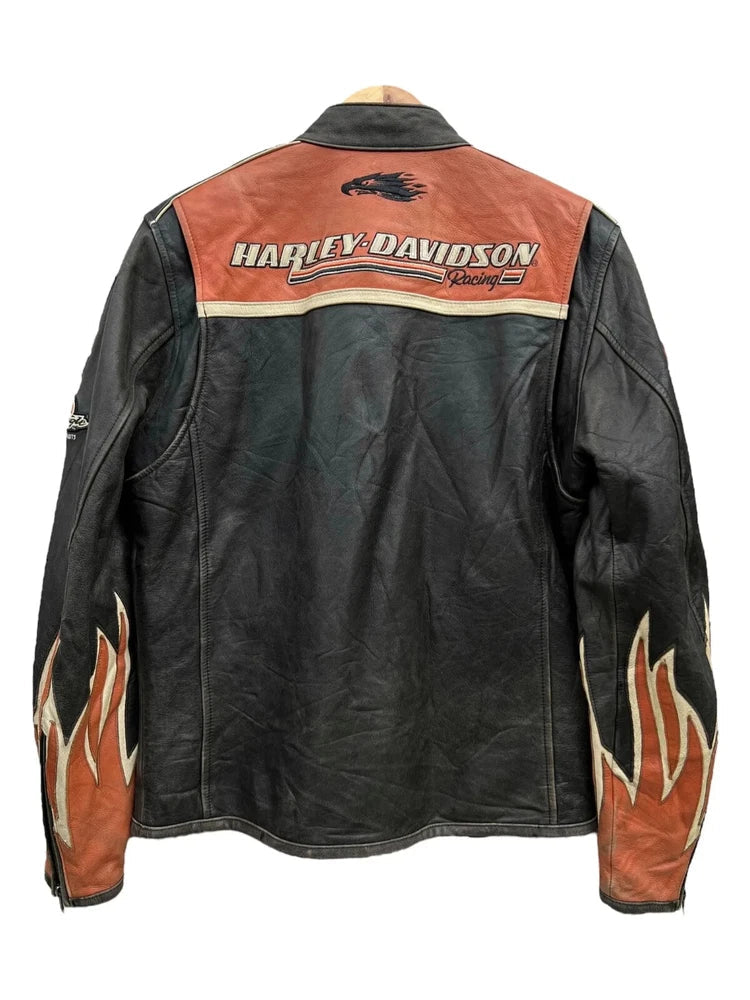 Men's Motorcycle Leather Jacket | Cruiser Biker Style | Vintage Black Rider Coat