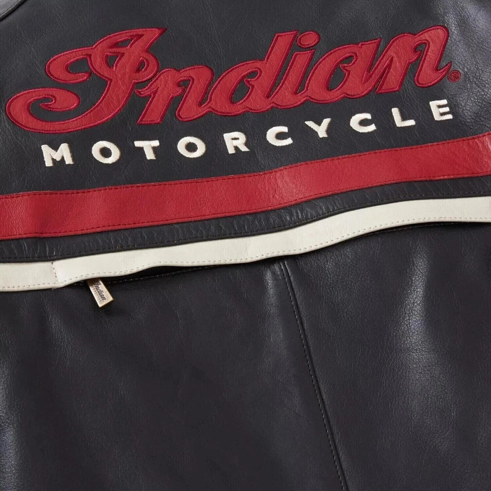 Handmade Genuine Indian Motorcycle Leather Jacket –Black & Red | Premium Cowhide