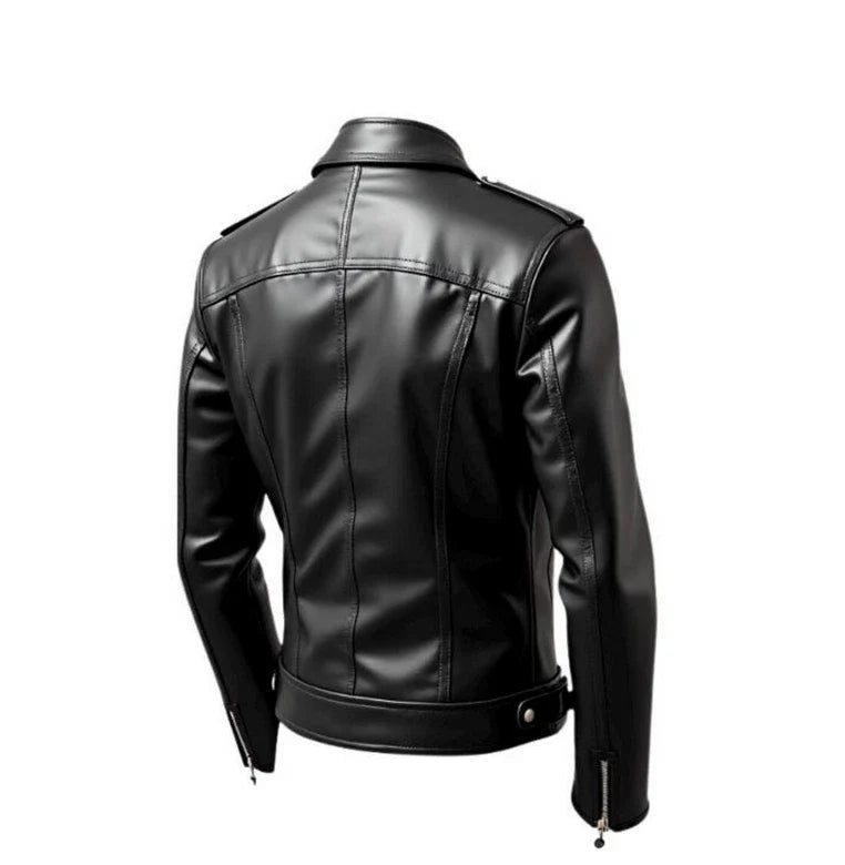 HANDMADE Men's BLACK LEATHER JACKET | GENUINE COWHIDE MOTORCYCLE JACKET