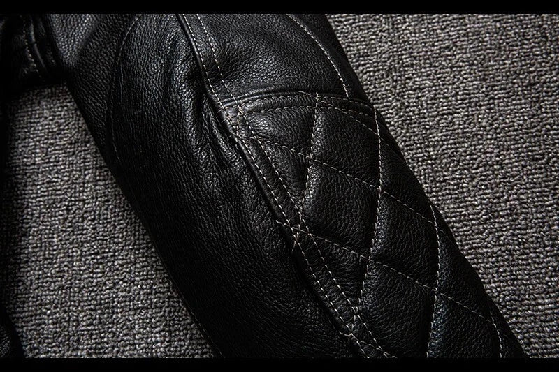 100% Genuine Men's Quilted Leather  Motorcycle Jacket - Bikers Leather Jacket