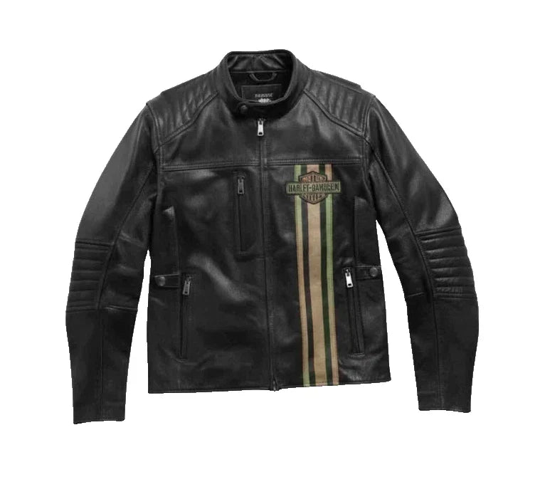 Men's Motorcycle Leather Jacket | Cruiser Biker Riding | Triple Vent Style
