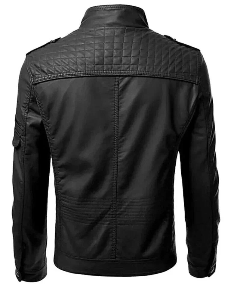 Men's Real Cowhide Black Leather Biker Jacket - Stylish And Durable Fashion Wear