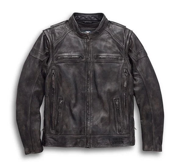 Men's Dauntless Convertible Biker Leather Jacket Vest Treva Cowhide Motorcycle