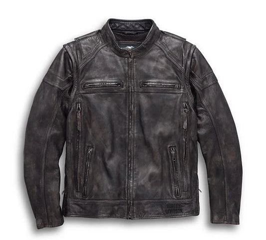 Men's Dauntless Convertible Biker Leather Jacket Vest Treva Cowhide Motorcycle
