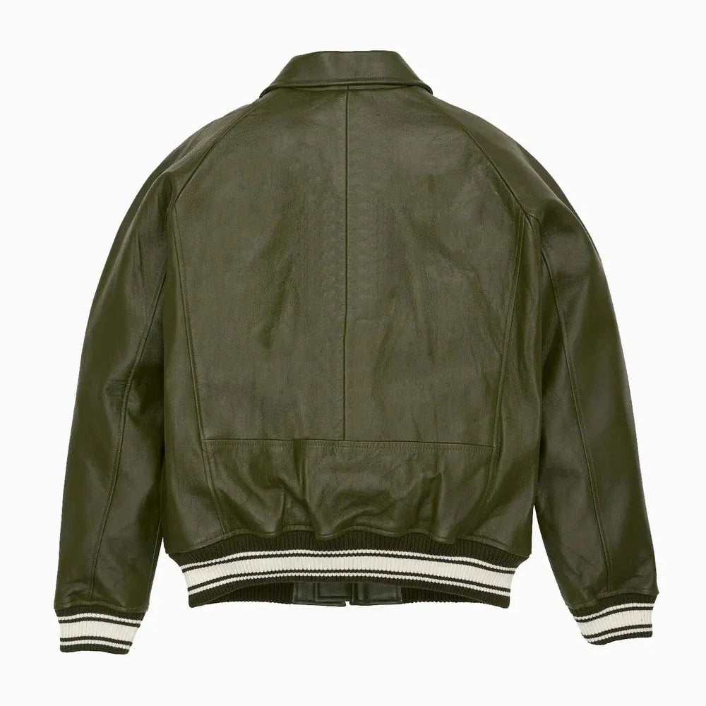 Men's Real Leather Bomber Jacket American Flight Bomber Leather Jacket