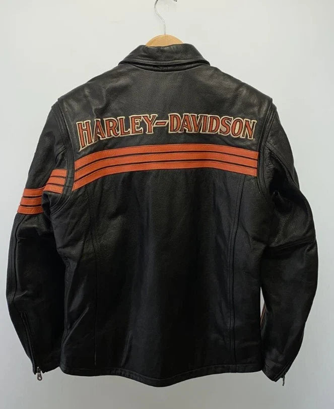 Men's Motorcycle Leather Jacket | Cruiser Biker Style | Vintage Black Rider Coat
