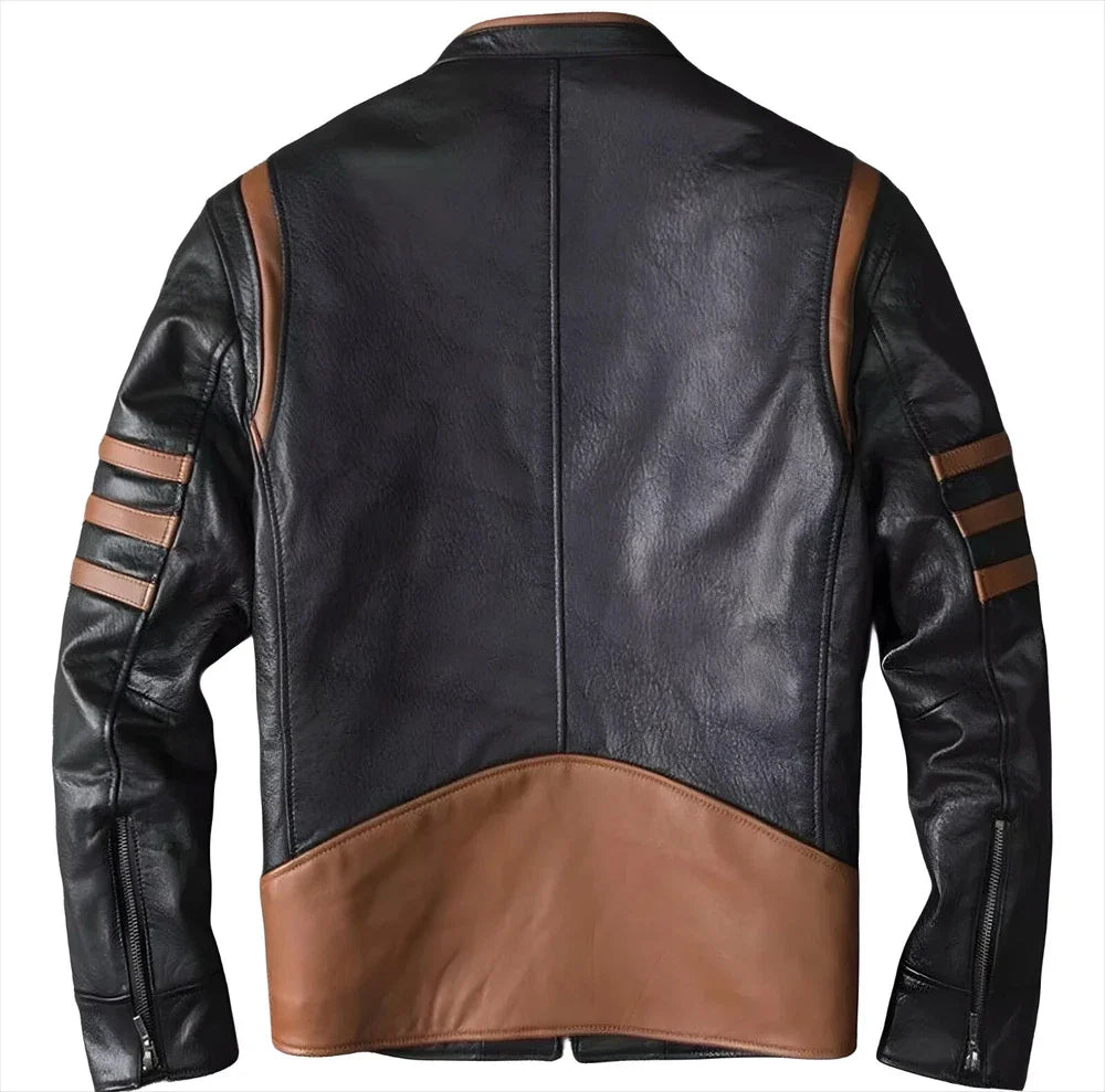 Men's Leather Jacket - Real Cowhide Leather - Cafe Racer - Biker Jacket - Treva