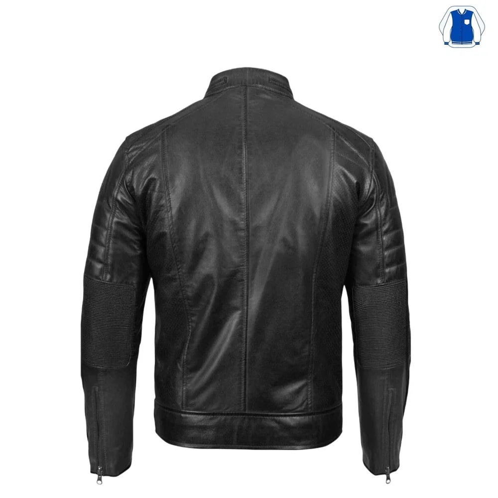 Premium Quality Men's Leather Biker Jacket -  Brown and Black Colour