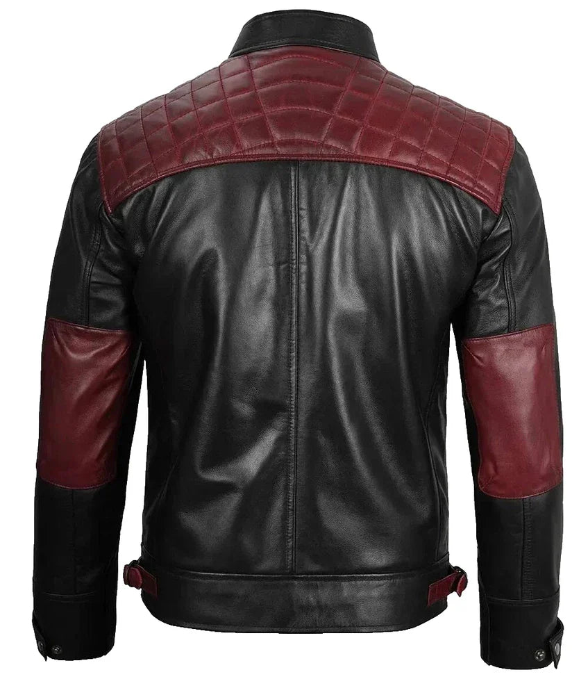 Genuine Real Black Leather Mens Biker Quilted Jacket Motorbike Slim Fit Coat New