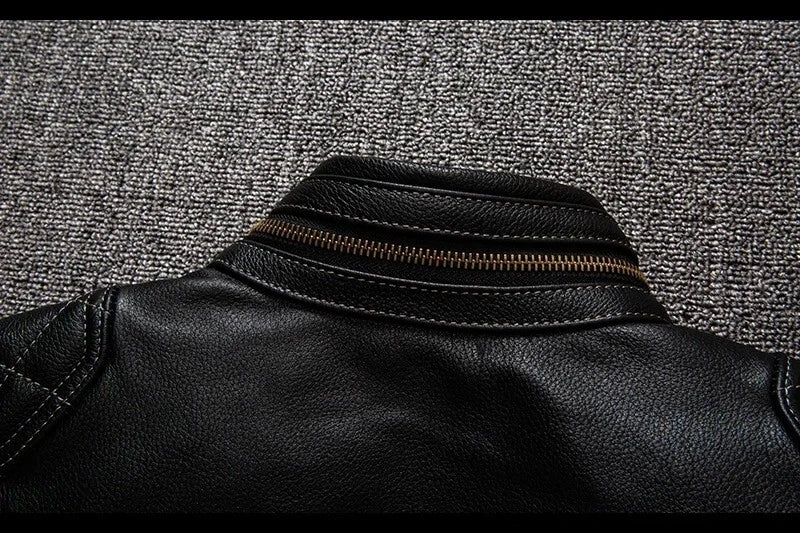 100% Genuine Men's Quilted Leather  Motorcycle Jacket - Bikers Leather Jacket