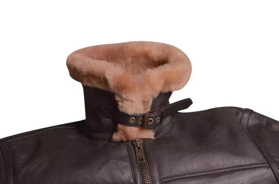100% Sheepskin Real Fur Leather Jacket RAF Pilot US Navy Flight Bomber Men Irvin