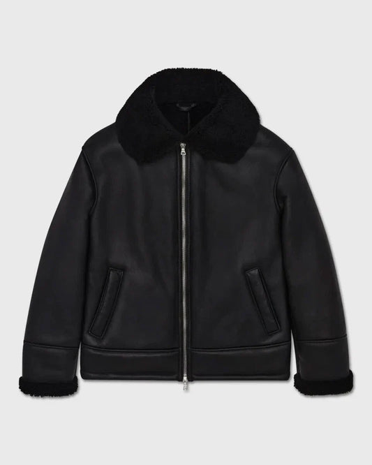 Mens Aviator Pilot B3 RAF Real Fur Shearling Casual Winter Bomber Jacket