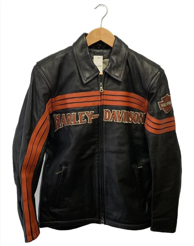 Men's Motorcycle Leather Jacket | Cruiser Biker Style | Vintage Black Rider Coat