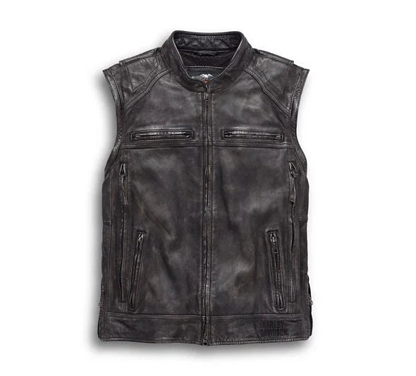 Men's Dauntless Convertible Biker Leather Jacket Vest Treva Cowhide Motorcycle