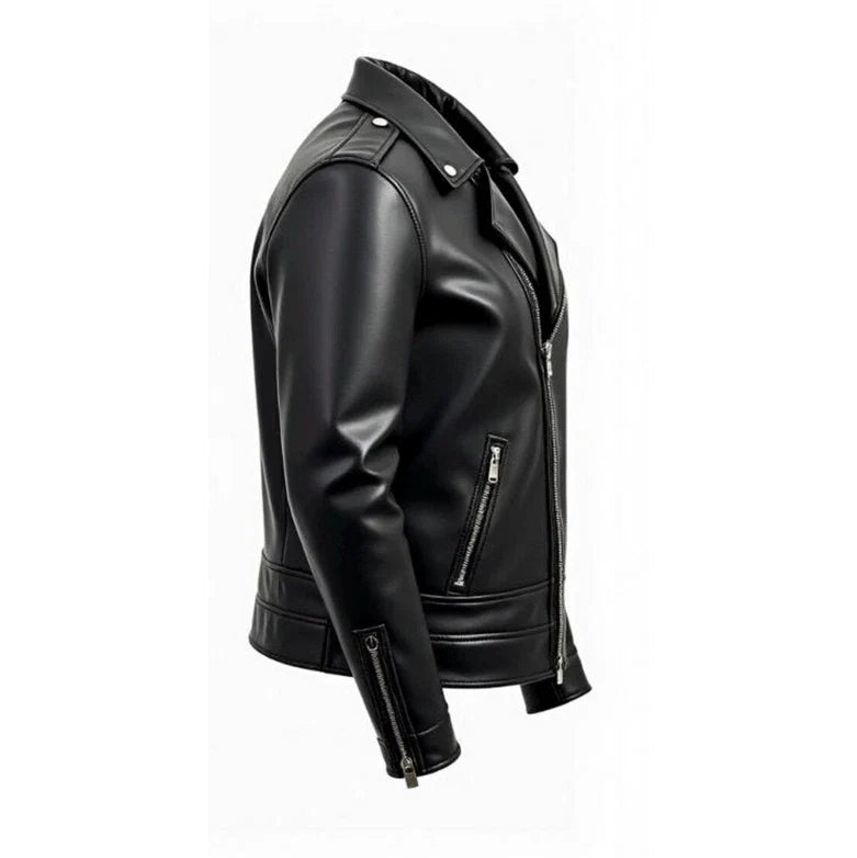 HANDMADE Men's BLACK LEATHER JACKET | GENUINE COWHIDE MOTORCYCLE JACKET