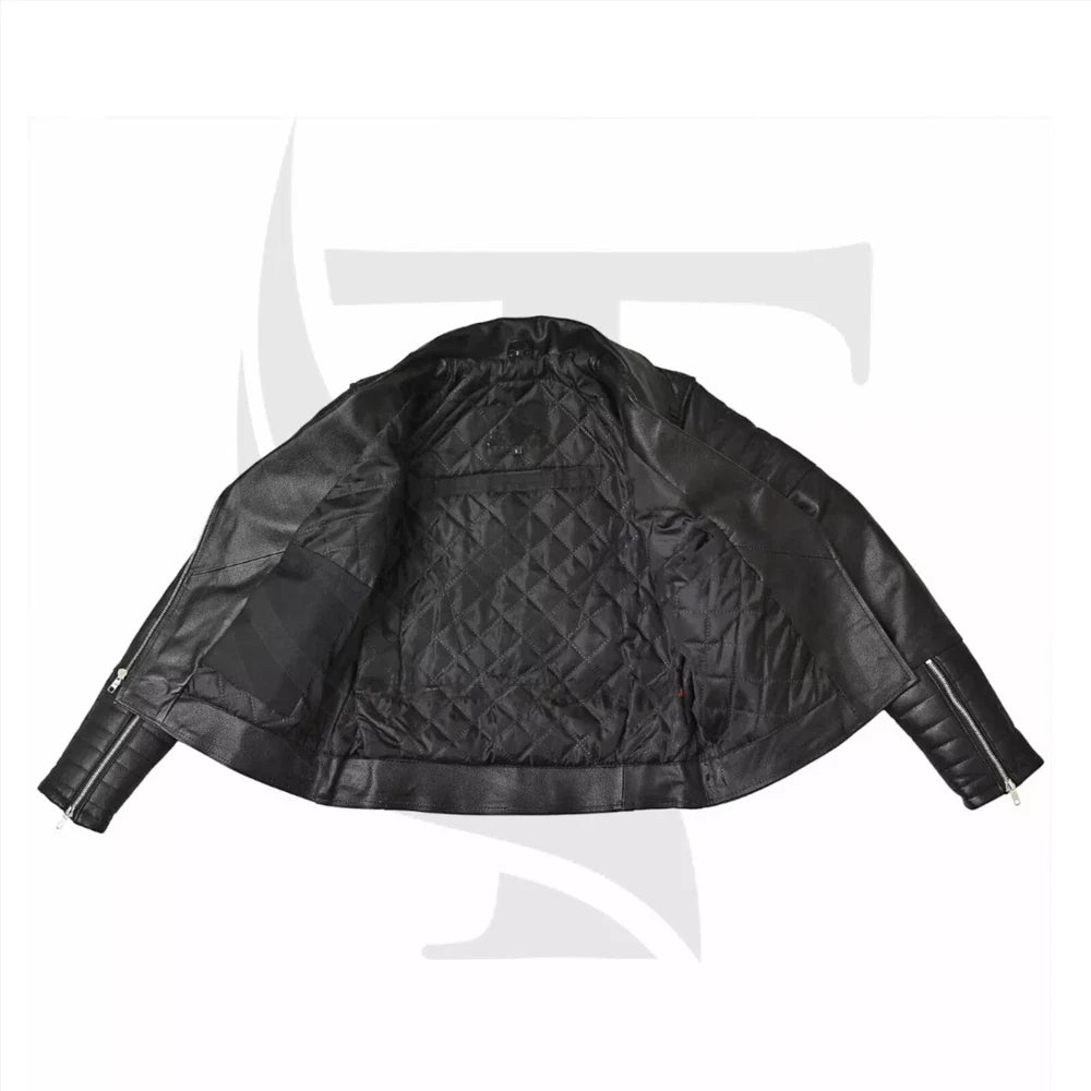 TREVA'S Women's Leather Motorcycle Jacket - Infinity Bikers Riding Jacket