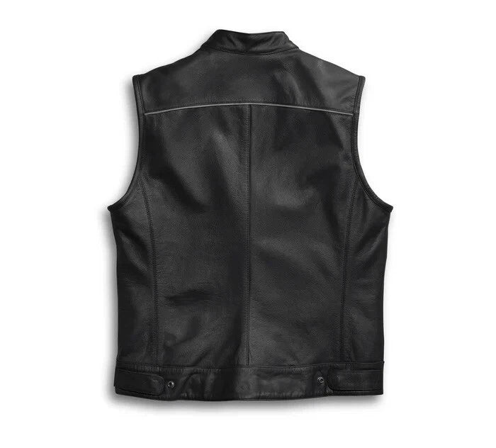 Men's 100% Real Leather Motorcycle vest | Men's Foster Leather Vest