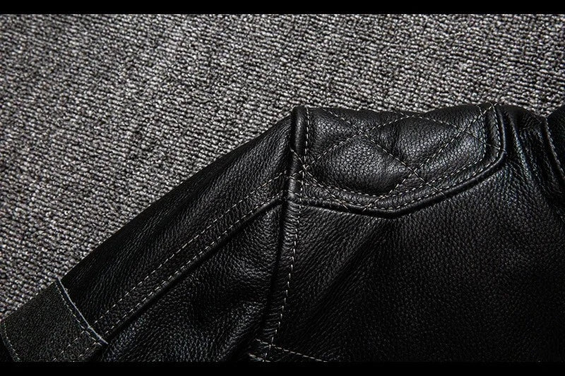 100% Genuine Men's Quilted Leather  Motorcycle Jacket - Bikers Leather Jacket